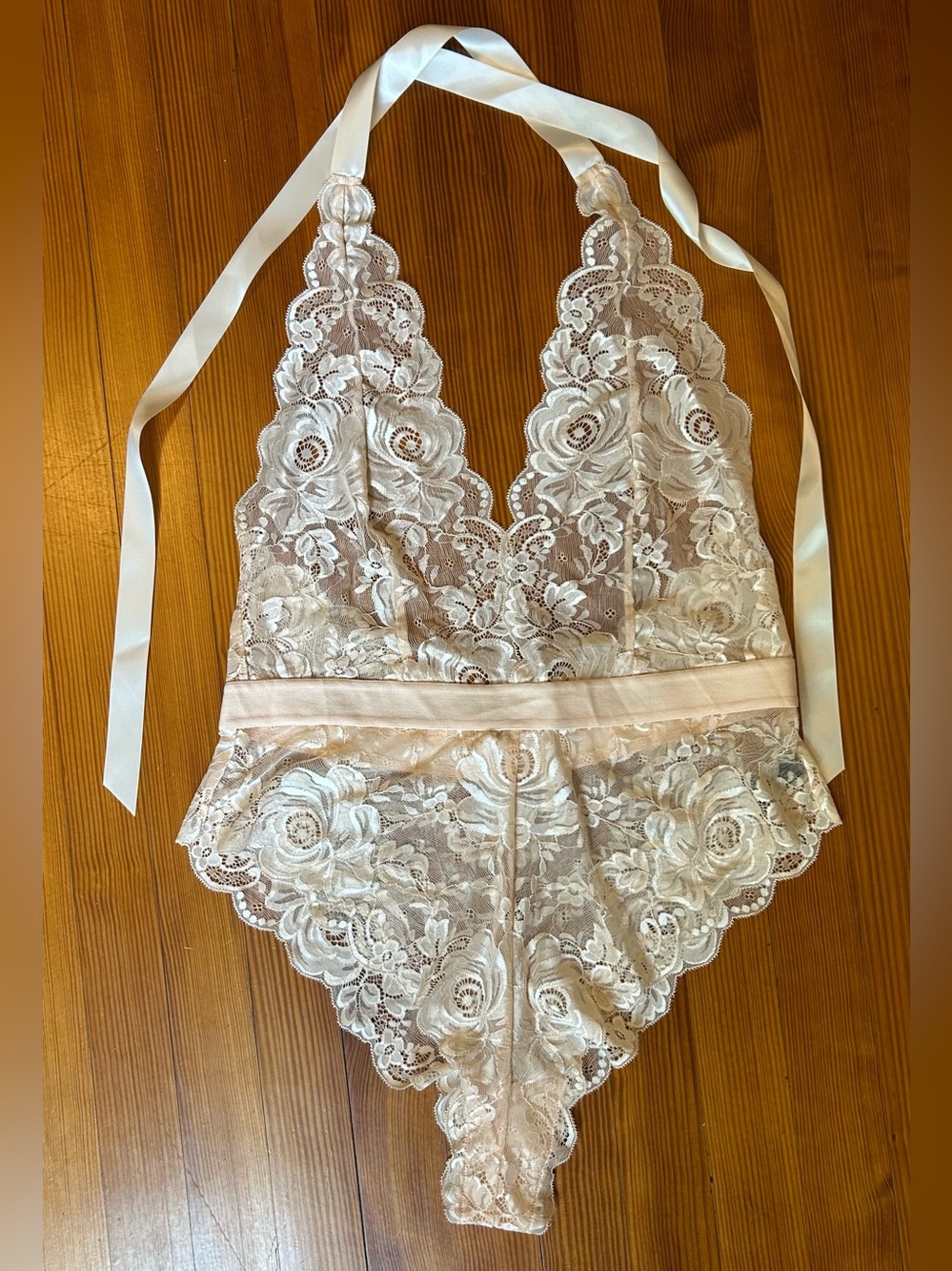Kilo Brava Delicate Lace Halter Teddy Bodysuit